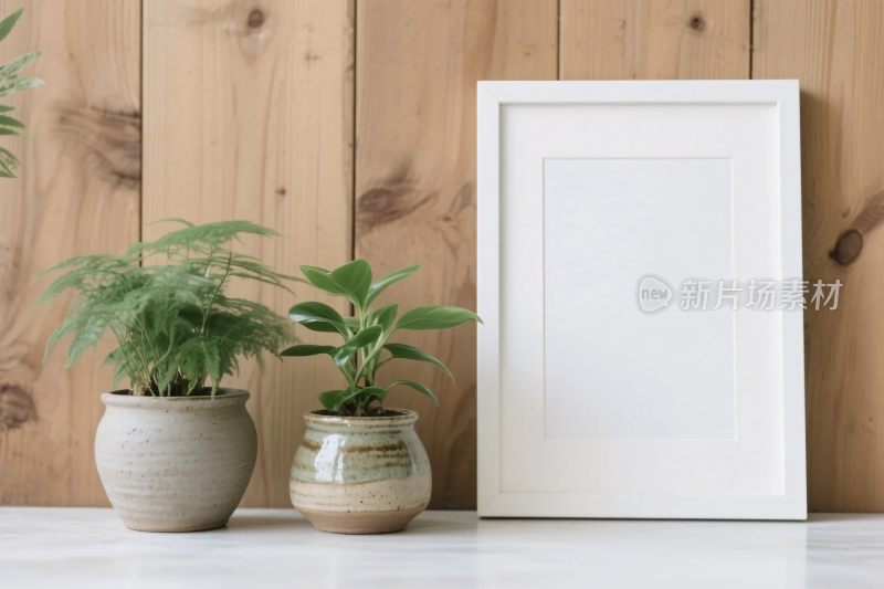 简约装饰相框与绿植