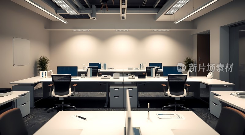 现代简约办公室整洁明亮的工作环境
