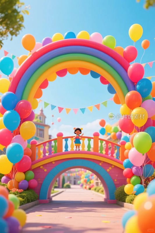 彩虹气球拱门创意场景