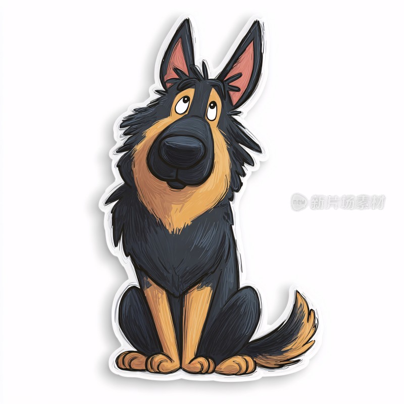 可爱卡通德国牧羊犬贴纸