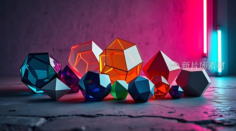 多彩宝石闪耀夜色