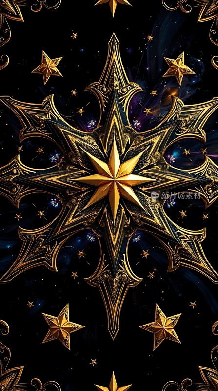 金色星芒闪耀夜空