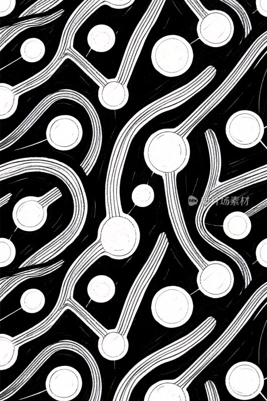 黑白线条圆形抽象插画