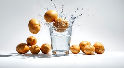 土豆入水溅起的水花