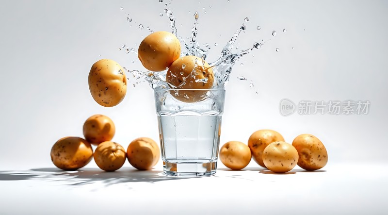 土豆入水溅起的水花