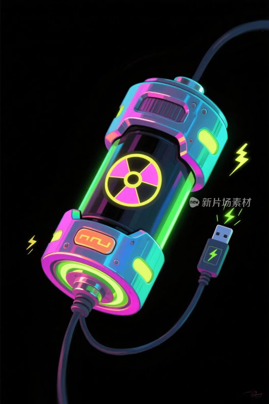 炫酷充电核能量电池插画