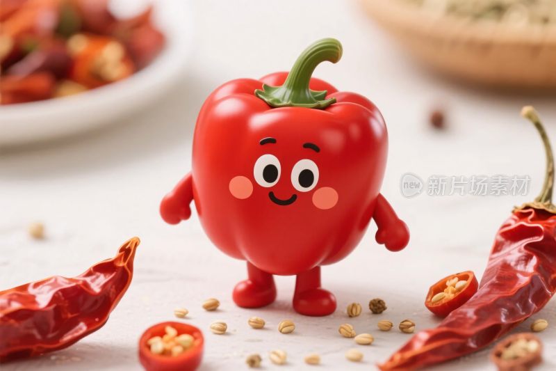 拟人化红甜椒卡通形象