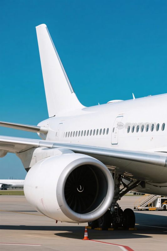 机场停机坪上的飞机特写