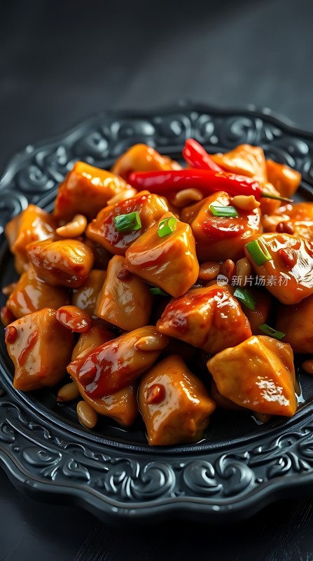 香辣鸡丁配花生