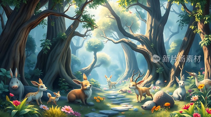 森林秘境动物们的和谐家园