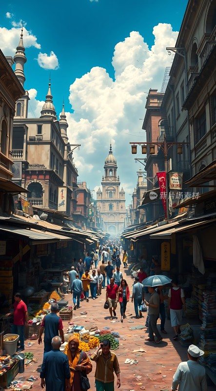 繁华集市上的喧嚣与宁静