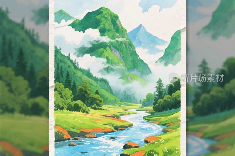 山水风景插画
