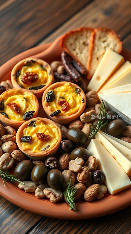 奶酪拼盘配坚果和面包