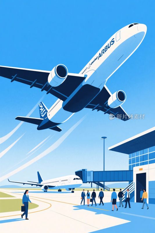 机场飞机插画场景