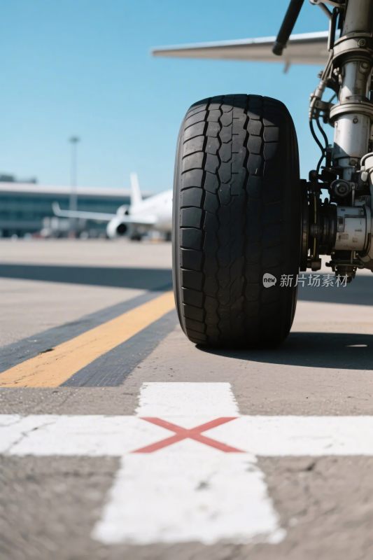 机场飞机起落架特写