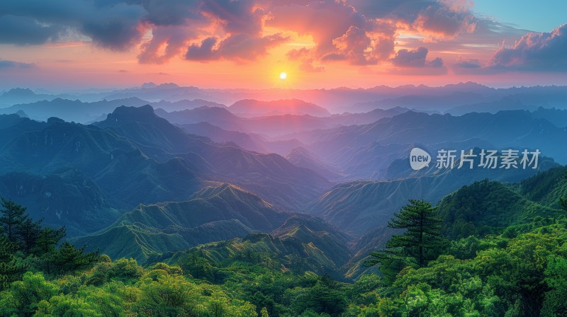 春天山川山林的自然风光航拍