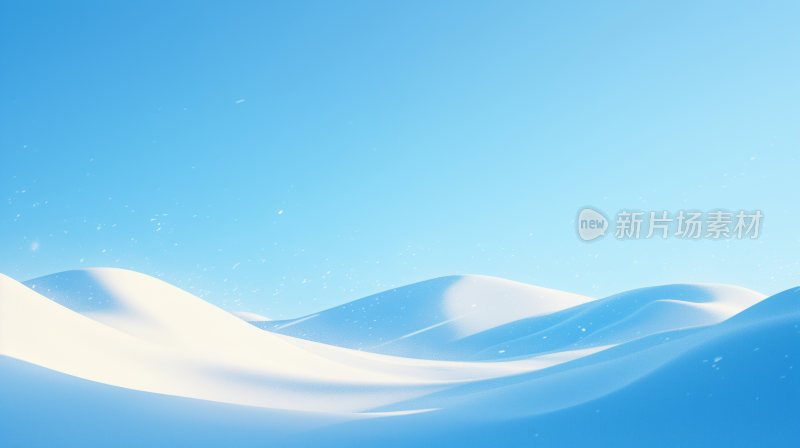 天空是明亮的蓝色，地面上覆盖着厚厚的积雪