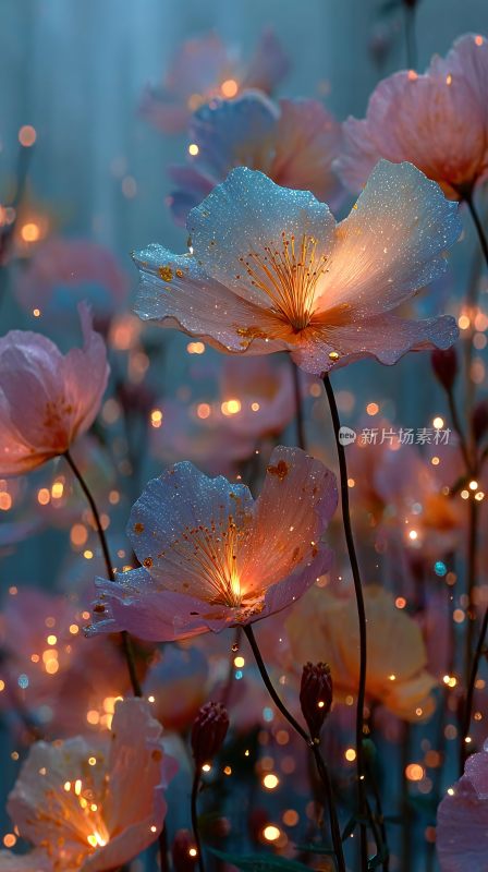 梦幻唯美的发光花朵景象