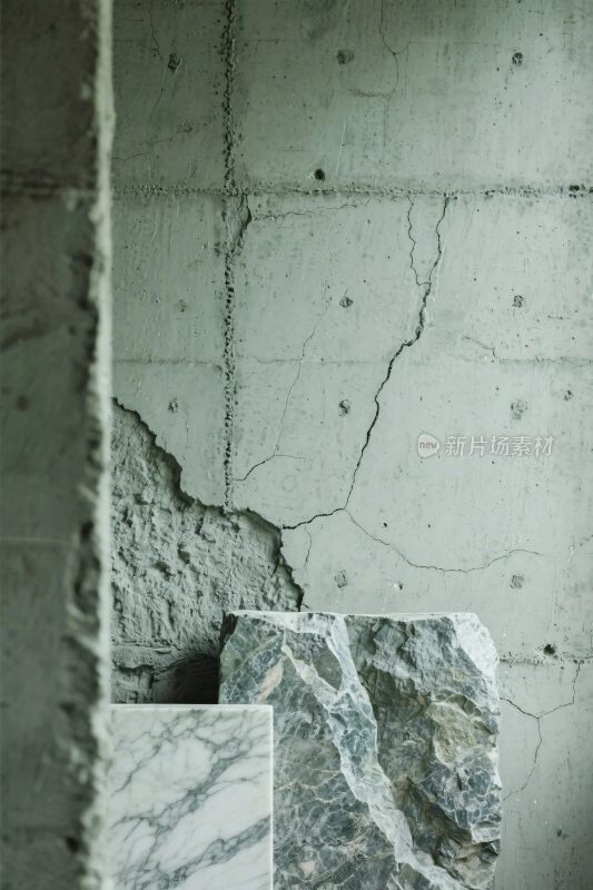 破损混凝土岩石场景