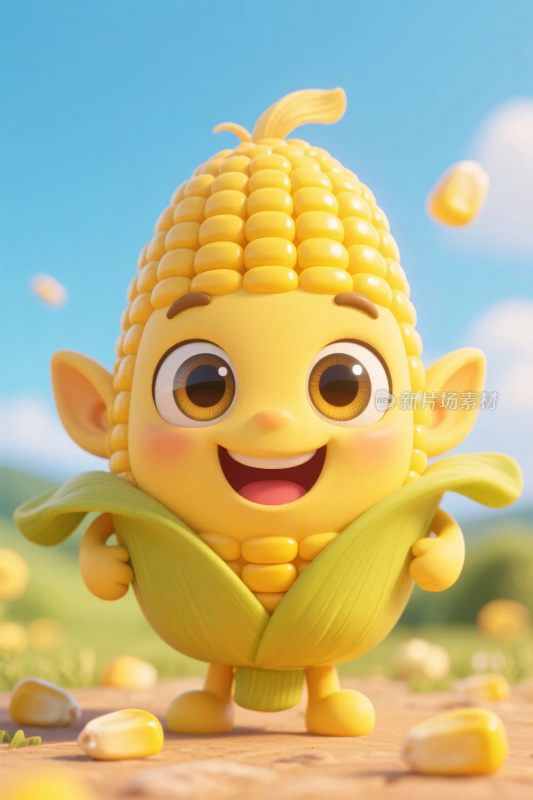 卡通玉米角色插画