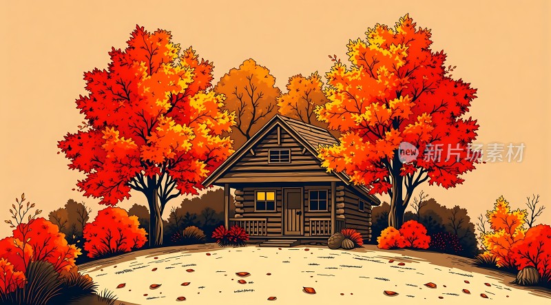 秋日小木屋