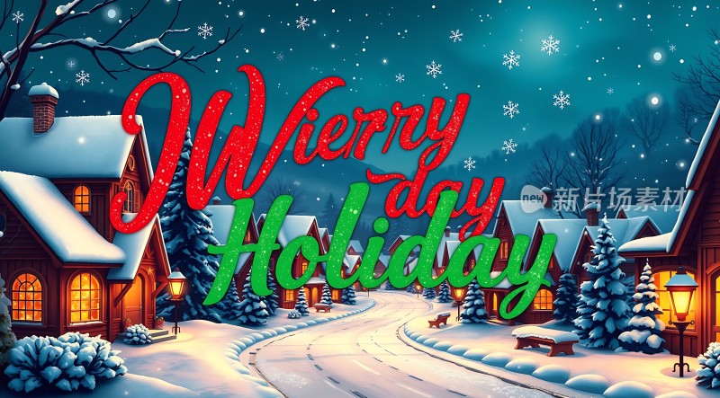 温馨冬日小镇节日氛围浓厚