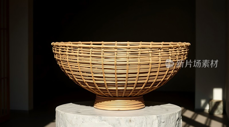 竹编艺术碗自然之美