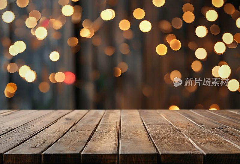 木桌散景广告背景