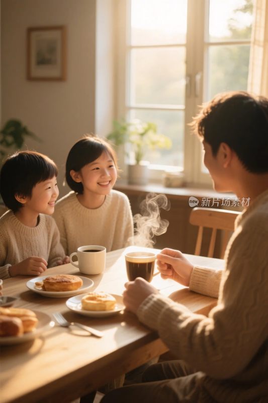 家庭温馨用餐场景