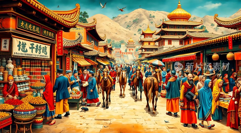 古风集市繁华景象