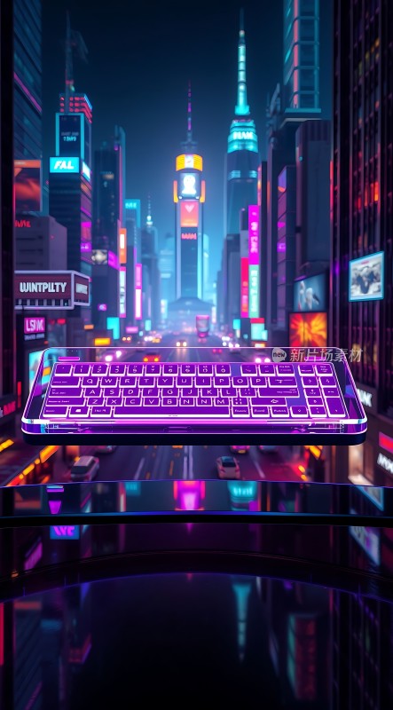 霓虹灯下的未来城市键盘之旅