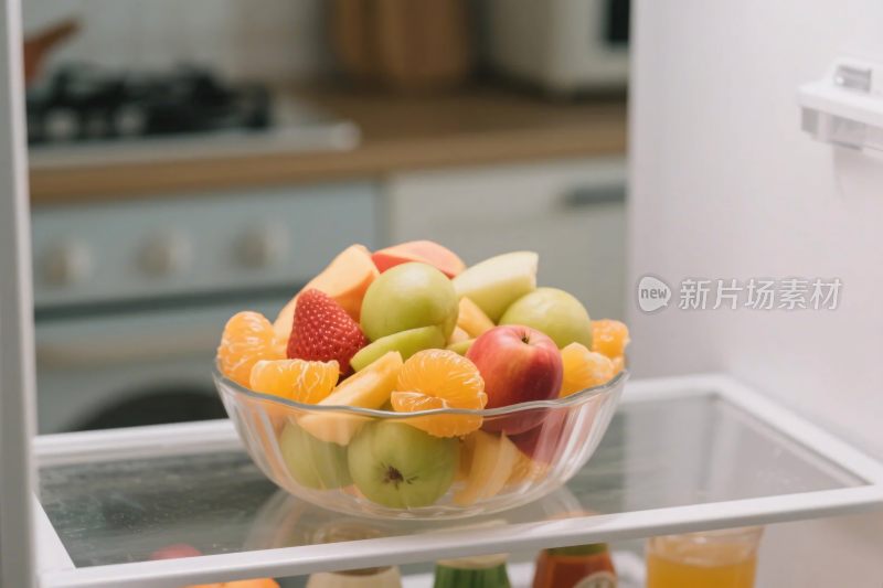 冰箱内水果拼盘
