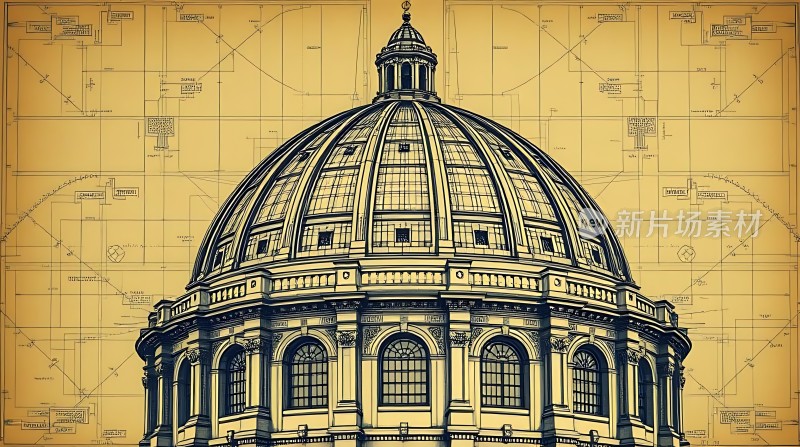 圆顶建筑蓝图设计图