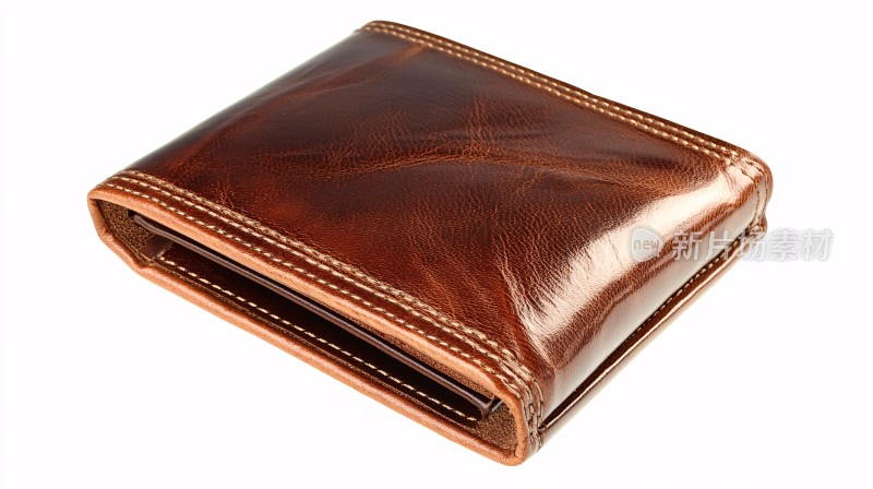 棕色皮质钱包特写