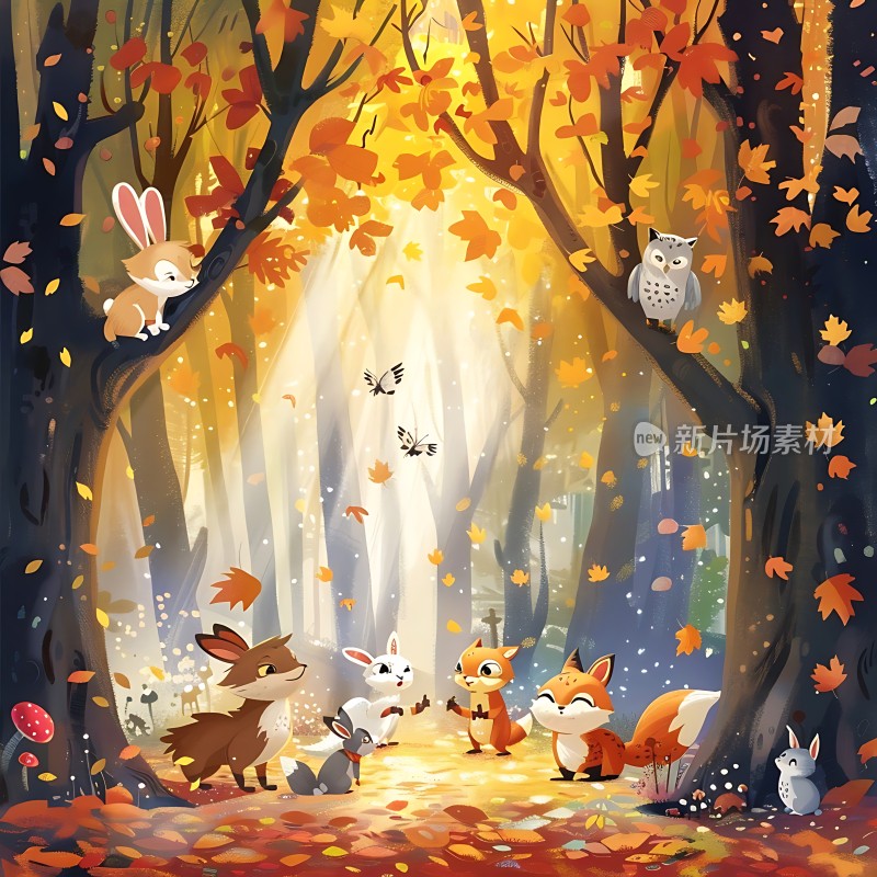 秋日森林里的动物们