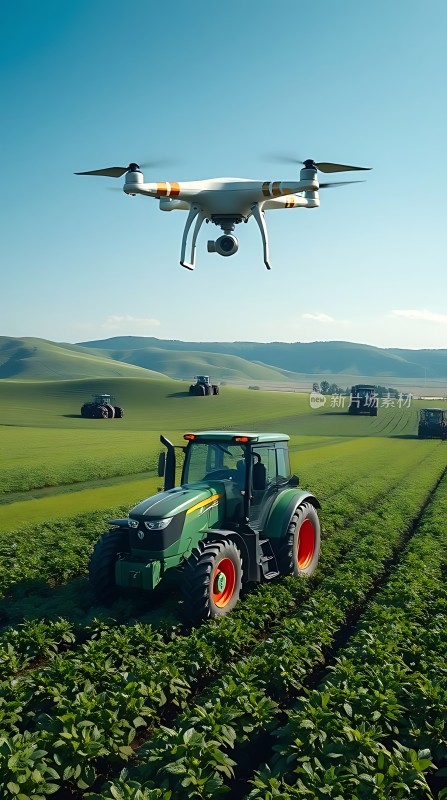 科技助力农业无人机与拖拉机协同作业