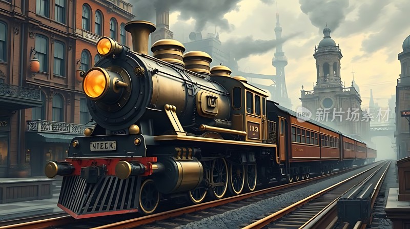 蒸汽火车驶入繁华都市