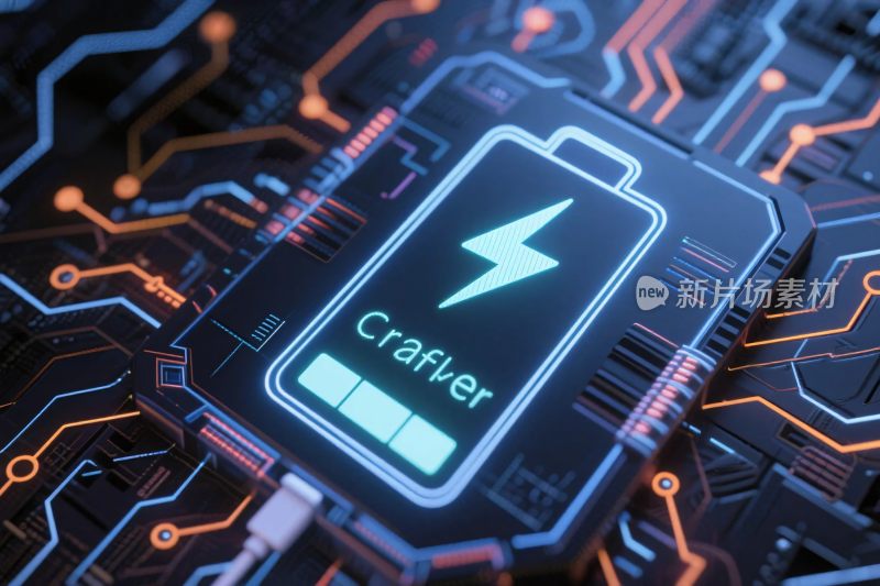 科技电池充电插画