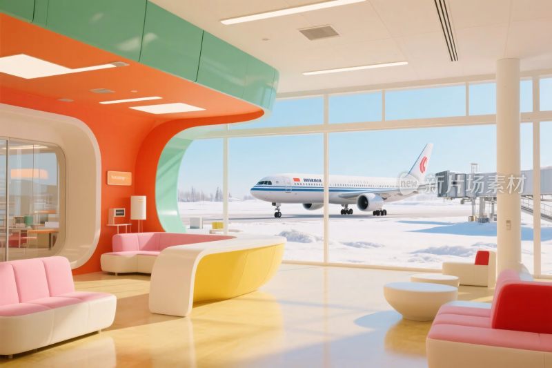 现代机场休息室场景