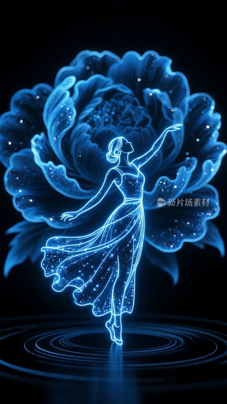 蓝色舞者与花朵