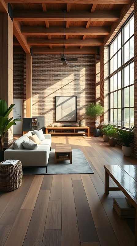 阳光洒满现代客厅绿植环绕温馨舒适