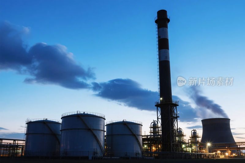 黄昏下的工业设施景观
