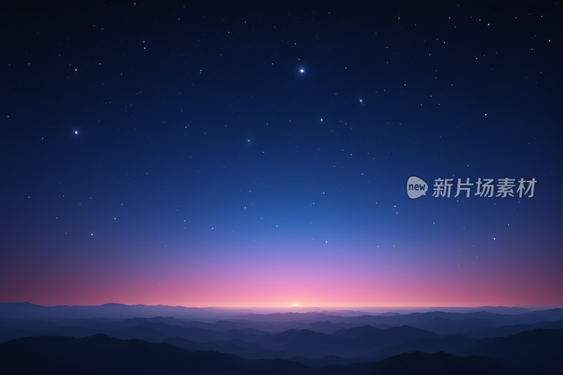 夜空有星星和山脉高清背景图片