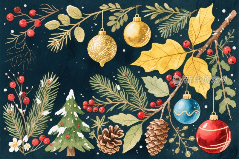 圣诞装饰插画