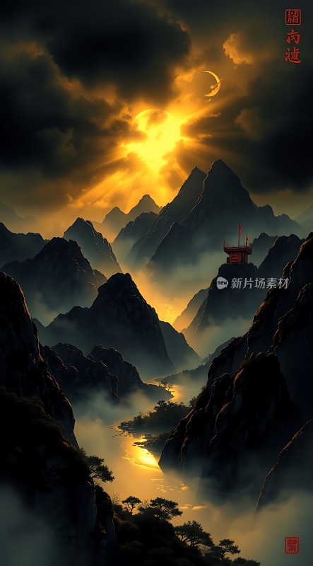 晨曦下的山川与河流