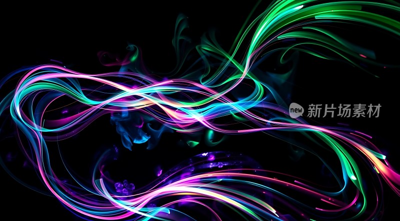 彩色光束交织的神秘夜空