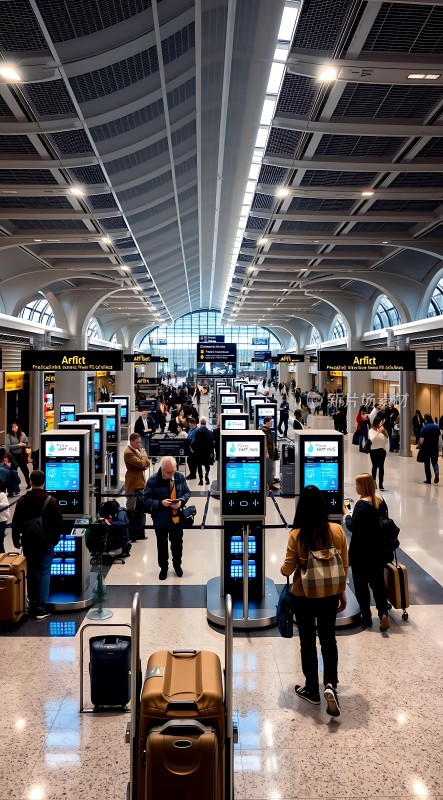 机场自助值机区旅客办理登机手续