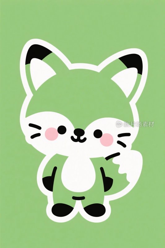 绿色卡通狐狸插画