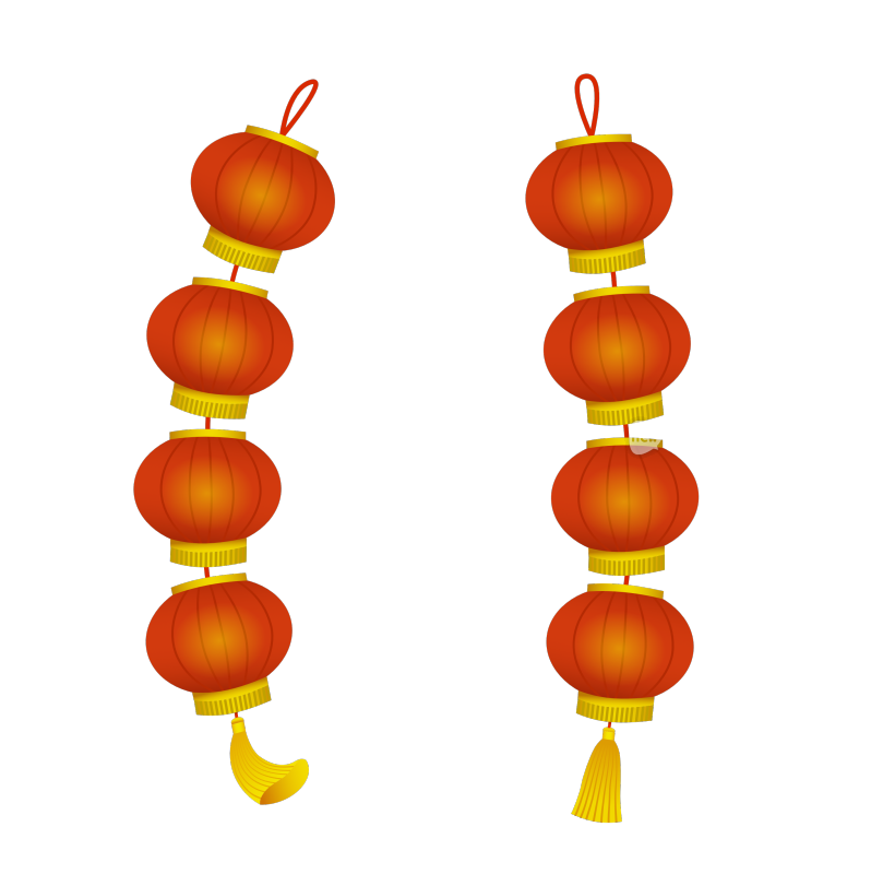 春节新年元宵节红色灯笼插画