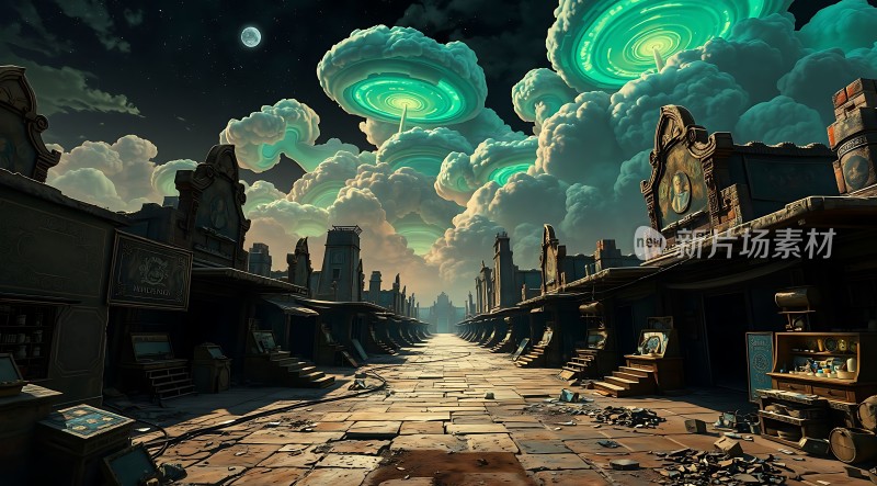 废弃都市中的神秘天象